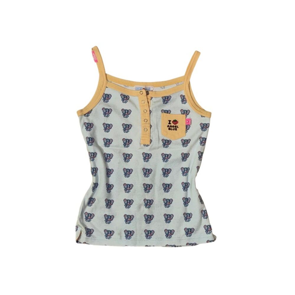 angel blue logo pattern tank top